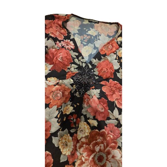 Cha Cha Vente Rose Embellishment Nylon Hippie Blouse - Picture 2 of 3